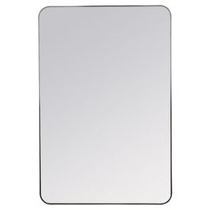 a square mirror on a white background with black trim and an empty space for the reflection