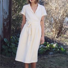 Never Worn No Flaws. Semi Sheer. Pockets. Will Steam Linen Wrap Dress, Cream Color, Dress To Impress, Steam, Wrap Dress, Womens Dresses, Cream, Dresses, Women Shopping