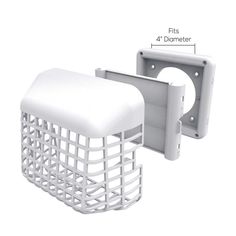 an image of a white dish rack with the measurements for it's attachments