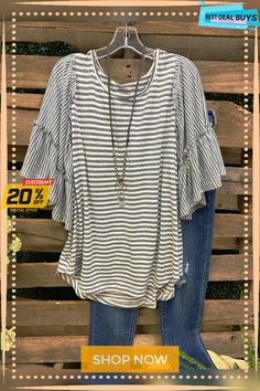 Casual Striped Shift Tops Half Sleeve Tops, Ruffle Shirt, Striped Sleeve, Grey Women, Half Sleeve, Casual T Shirts, Striped Shirt, Sweater Jacket, Shirt Online