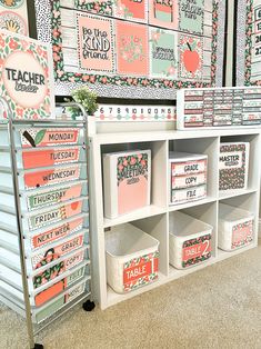 the display is organized and ready to be used for teachers'desks, classroom decor, or office supplies