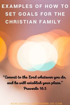 a blurry photo with the words, examples of how to set goals for the christian family