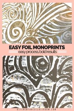 the cover of easy foil monoprints for paper and other crafting projects, including an intricate design