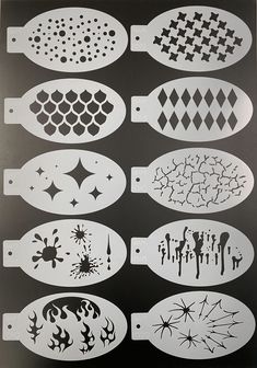 Bad Ass Stencil  - Face Painting Stencils - Classic Set of 45 Stencils Molde, Halloween Face Paint Stencils, Face Paint Stencils Templates, Makeup Stencils Templates, Face Painting Stencils Printable, Face Stencils Templates, Face Paint Stencils, Stencil Cricut, Tag Face Paint