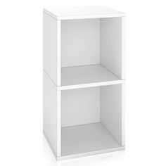 a white shelf with two shelves on each side