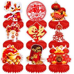 PRICES MAY VARY. Chinese New Year Party Table Centerpieces Set: You will receive 9pcs Chinese new year themed paper centerpieces, contain traditional Chinese new year elements design such as orange, China Knot, flower fans, Fu character, The Monster Nian, Dragon, Red envelopes, firecracker, red lanterns, shoe-shaped gold ingot, full of festive atmosphere, make your Spring Festival unforgettable! Quality Materials: Honeycomb base made of paper while 2024 NYE decoration table toppers made of premi New Year Table Decoration, Flower Fans, New Year Elements, Paper Centerpieces, New Year Eve Party, Nye Decorations, Snake Red, Chinese Party, Gold Ingot