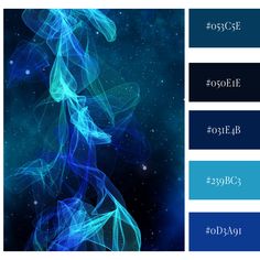 blue and black color palettes with the words's in different languages on them