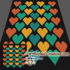 a cross stitch pattern with hearts on it