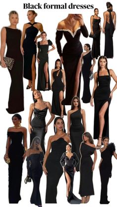 the black formal dresses are all different styles