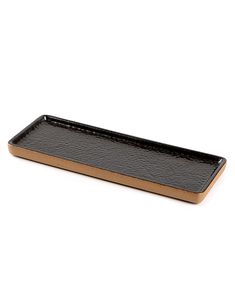 a black and brown tray on a white background