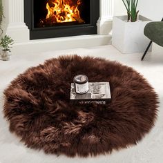 PRICES MAY VARY. EXCELLENT FLUFFY MATERIAL - Hyseas soft plush round fur area rug made with high-quality eco-friendly faux fur material, 2.5inch fluffy long pile provide the aristocratic touch and luxury feel, would be the great addition to the cold bare floor. It contains no toxic or any harmful materials, extremely safe for family members and friends MULTIPLE CHOICES - Coming in five colors can meet customer needs as much as possible. Colors include White, Black, Grey, Pink, and Brown. The mea Fur Rug Decor, Sofa Chair Bedroom, Shaggy Carpet, Faux Fur Area Rug, Chair Bedroom, Area Rug Brown, Bath Inspiration, Floor Sofa, Faux Fur Material