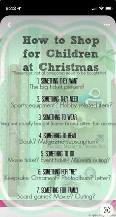 a poster with instructions on how to shop for children at christmas time and other activities