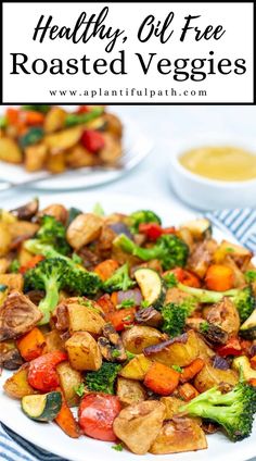 healthy oil free roasted veggies on a plate