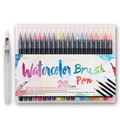 20 Colors Watercolor Effect Art Markers Set - wnkrs Watercolor Brush Pens, Font Brush, Craft Cart, Watercolor Brush Pen, Watercolor Brush, Brush Pens, Watercolor Effects, Pen And Watercolor, Watercolor Brushes