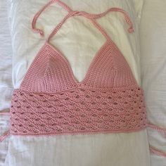 Beautiful Crochet Handmade With Love By Me! 100% Cotton With Adjustable Tie Straps For Around Neck And Back Fits Cup Sizes A,B And C Perfect For The Beach,Concerts,Festivals Or Any Occasion! Machine Washable And Dryer Safe On Low Please See Pictures For Measurements Mermaid Crop Top, Crop Top Swimsuit, Beaded Crop Top, Boho Crop Tops, Hippie Tops, Crochet Butterfly, Crochet Halter, Pink Bralette, Bralette Crop Top