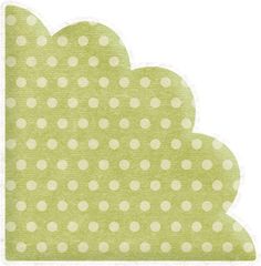 a green cloud with white polka dots on the front and back side, as if it were made out of paper