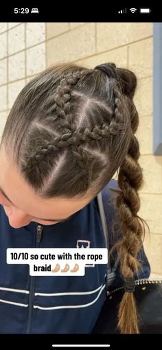 Sport Hair Styles Basketball, Cute Hairstyles For Sports Soccer, Braided Hairstyles Softball, Braided Hairstyles Updo For Sports, Dutch Braid Softball Hair, French Braid Softball Hair, Braided Track Hairstyles, Dig Pink Hairstyles, Short Track Hairstyles