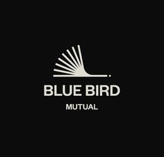 the blue bird logo is shown on a black background with white letters and an image of a