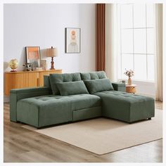 a living room scene with focus on the corner sofa