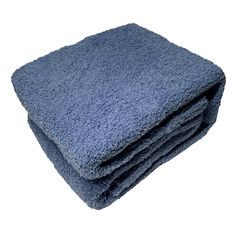 three blue towels stacked on top of each other