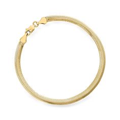 Ross-Simons - 4.2mm 14kt Yellow Gold Flat Snake-Chain Bracelet. 7.5". Boasting a high-polished finish, our 14kt yellow gold flat snake-chain bracelet is a sleek style to wear solo or stacked with other elevated favorites. Lobster clasp, 14kt yellow gold snake-chain bracelet. Flat Snake Chain, Gold Snake Chain, Snake Chain Bracelets, Gold Flats, Sleek Style, Gold Snake, Sleek Fashion, Snake Chain, Chain Bracelet