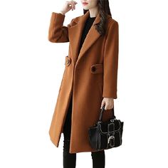 PRICES MAY VARY. 🔊【SIZE 】Not US or Amazon size. We are Asian size, it will be smaller than usual,please check our size in the last picture before you order it. (We recommend to choose a size or two above what you regularly.) 💗【Occasion】Suitable for business or casual style, women's elegant wool pea coat jackets, suitable for street, date, work, office, shopping or daily wear. And suitable for multiple seasons: Spring, Autumn or Winter. 💓【Matching】This women's long trench coat can be easily to Ladies Long Coats, Snowboarding Jackets, Wardrobe Colors, Trench Coats Women Long, Stylish Winter Coats, Outerwear Women Winter, Elegant Jacket, Long Overcoat, Peacoat Jacket