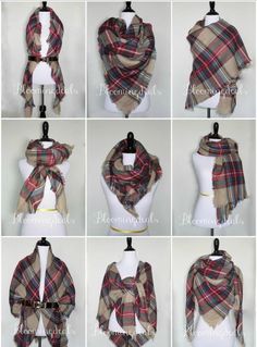 Diy Blanket Scarf, Blanket Scarf Outfit, Ways To Tie A Scarf, How To Wear A Blanket Scarf, Tie A Scarf, Mode Tips, Cooler Style, Ways To Wear A Scarf, How To Wear A Scarf