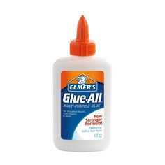 an orange bottle of glue - all on a white background