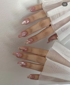 Korean Nails Aesthetic, Blush Nails Korean, Clear Glitter Nails, Neutral Nails Acrylic, Nails Korean, Elegant Touch Nails, Hard Gel Nails, Korean Nails