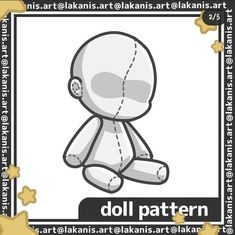 an image of a doll with stars on it's border and the words doll pattern below