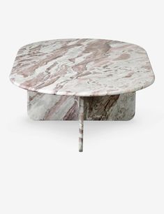 a marble coffee table with two legs on the top and one leg in the middle