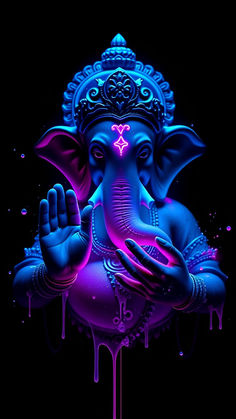 Glowing neon Ganesha phone wallpaper Neon Backgrounds Glow, Amoled 8k Wallpaper, Glow In The Dark Background, Ganesha Wallpaper, Neon Effect, Space Aesthetic, Universal Energy, Neon Backgrounds, Splash Screen