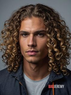 Curly hair holds so much potential for dramatic and eye-catching styles. For men aged 25 to 40 with more prominent cheekbones, a longer curly hairstyle can really highlight their features. This look is particularly impactful when worn in a lively urban environment or while making an appearance at a trendy nightclub. Clients often pair this style with bold, statement clothing that mirrors the boldness of their curls—think vibrant colors and patterns that pop. Prominent Cheekbones, Long Haircut Ideas, Long Hair Cuts Straight, Bleached Hair Men, Haircut Ideas For Men, Men's Curly Hairstyles, Hair References, Surfer Hair, Shoulder Length Curly Hair