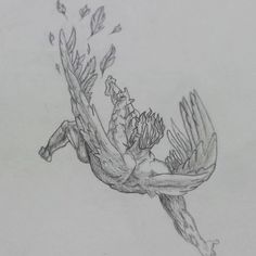 Beautiful angel Falling Angel Reference, Fallen Angel Tattoo Simple, Tattoo Ideas Fallen Angel, Tattoos Fallen Angel, Fallen Angel Sketch Pencil Drawings, Fallen Angel Art Draw, Lucifer Fallen Angel Art Tattoo, Falling Lucifer Tattoo, Fallen Angel Drawing Pencil