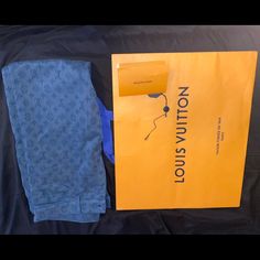 Size 34 Blue And Dark Blue Monogram Lv Jeans Comes With Proper Documentation (Receipt, Bag, Tags, Etc) Lv Jeans, Louis Vuitton Jeans, Lv Monogram, Jeans Color, Bag Tags, Colored Jeans, Mens Jeans, Dark Blue, Louis Vuitton