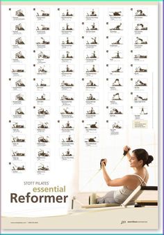 a woman is sitting on the floor with her feet up in front of an exercise poster