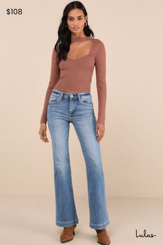 Dress 'em up or down, either way, you'll have everyone wrapped around your finger in the Daze Denim Heartbreaker Medium Wash Mid-Rise Denim Flare Jeans! Slightly stretchy denim (in Daze Denim's Text Me wash) shapes these essential jeans with a trendy mid-rise silhouette, complete with belt loops, a five-pocket cut, and a hidden zip fly with a branded top button closure. Whiskering and light distressing accent the figure-flattering pant legs that finish at ankle-length, flared hems. Fit: This garment fits true to size. Length: Floor length. Size 28 Inseam: 32.00 Front Rise: 10.00 Waist: Fitted - very fitted at natural waist. Hip: Fitted - stretchy fabric allows room for hips. Fabric: Fabric has some stretch. Unlined. 99% Cotton, 1% Spandex. Wash With Cold Water. Machine Wash With Like Color Mid-rise Stretch Denim Flares, Mid-rise Flare Jeans With Belt Loops In Medium Wash, Mid-rise Flare Jeans With Frayed Hem In Medium Wash, Non-stretch Mid-rise Denim Blue Flare Jeans, Urban Mid-rise Flare Jeans In Denim Blue, Denim Flare Jeans, Flattering Pants, Denim Flares, Jeans Pants