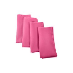 three pink napkins sitting next to each other