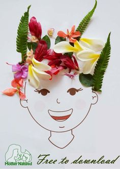 a woman with flowers in her hair and the words mother nature free to be downloaded