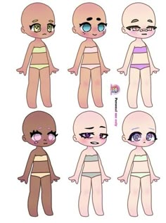 an animation character with different facial expressions and body parts, including the head, eyes, mouth