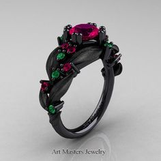 Luxurious and classy, the new Nature Classic 14K Black Gold 1.0 Ct Rose Ruby Emerald Leaf and Vine Engagement Ring R340S-14KBGEMRR evokes beauty and elegance is sure to please your special one. Color style by Art Masters Jewelry. * Nature Classic 14K Black Gold 1.0 Ct Rose Ruby Emerald Leaf and Vine Art Masters Jewelry, Vine Engagement Ring, Black Gold Engagement Rings, Model Tattoo, Black Hills Gold Jewelry, Black Gold Ring, Jewelry Nature, Black Gold Jewelry, Black Hills Gold