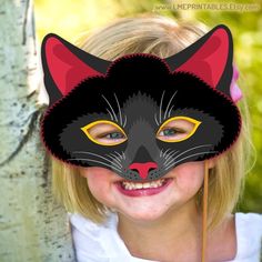 Black Cat Mask Printable Halloween Party Costume Pet Animal - Etsy Cat Mask Printable, Black Cat Mask, Catwoman Mask, Mask Printable, Book Character Day, Black Cat Costumes, Halloween Party Costume, Halloween Party Printables, International Cat Day