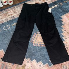 Nwt Black Cargo Pants Black High-waisted Cargo Pants With Multiple Pockets, Black Military Style Cargo Pants With Pockets, Black Cargos, Black Ankle-length Cargo Pants With Pockets, Black Military Pants With Cargo Pockets, Black Non-stretch Cargo Jeans With Pockets, Cargo Pants Color, Utility Romper, Coverall Jumpsuit