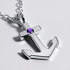 Amethyst Anchor Necklace Pendant in Sterling by SamaritanJewelers Handcrafted Necklace, Amethyst Necklace