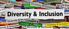 the words diversity and inclusion surrounded by many different colored papers