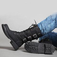 ad eBay - Men Punk faux Leather Motorcycle boots  Shoes Lace Up Mid Calf Knight Boots - Buy Now, click the link (eBay) Motorcycle Gear Mens Boots, Men Pirate Boots, Boots With Chains Men, Mens Biker Boots Black, Steampunk Boots, Punk Men, Leather Motorcycle Boots, Motorcycle Shoes, Knight Boots