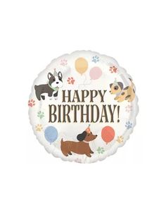 a happy birthday balloon with dogs and balloons