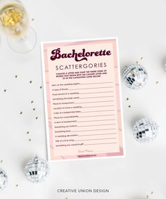 a bachelor party scatterer game with disco balls and confetti around it