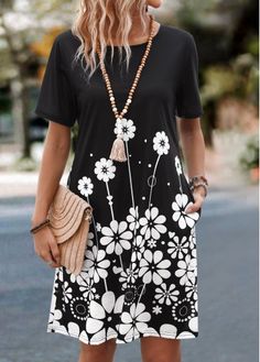 Color:Black;Size:L;Size:XL;Size:3XL;Package Contents:1 X Dress;Occasion:Other;Style:Casual; Elegant Dresses Plus Size, Beach Bridesmaid Dresses, Short Sleeve Shift Dress, Shirt Tunic Top, Plaid Outfits, Dress Occasion, Black Swimwear, Cardigan Tops, Floral Print Shorts