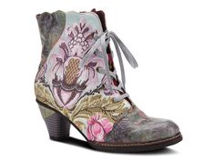 L'Artiste by Spring Step Siren Bootie - Free Shipping | DSW L'artiste By Spring Step, Unique Boots, Abstract Embroidery, Spring Step Shoes, Shoes Stand, Zipper Heels, Beautiful Boots, Leather Cap, Artist Style